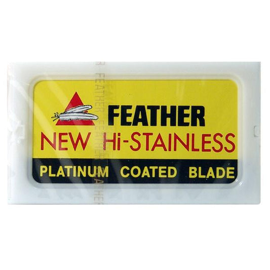 Feather Hi-Stainless Cuchillas de Afeitar (10) - Espuma y Brocha